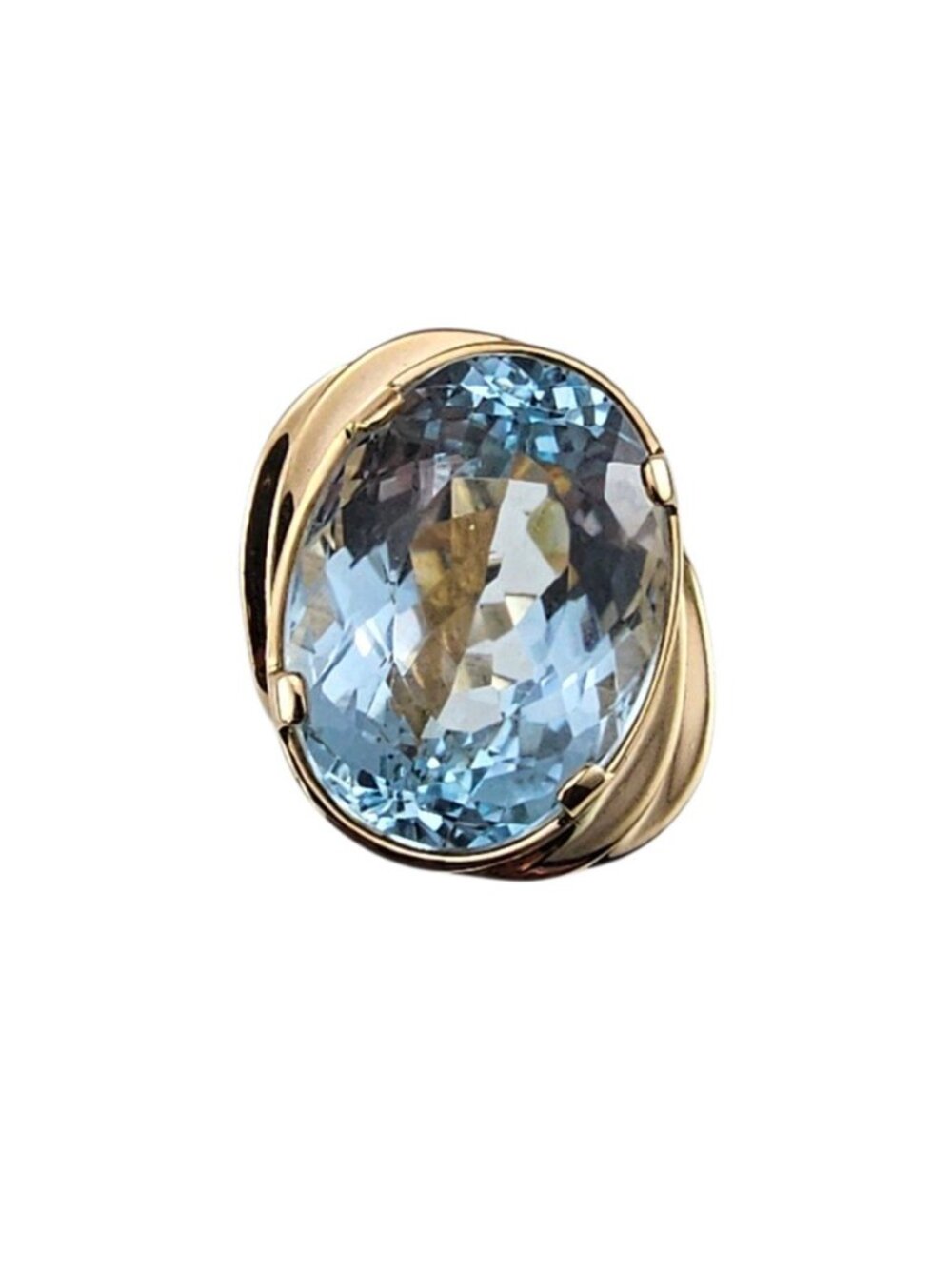 14K Yellow Gold Blue Topaz Ring Size 5.5-5.75 Certified #26048